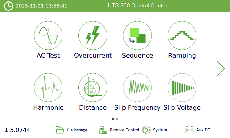 Tela principal — Software IHM UTS 500