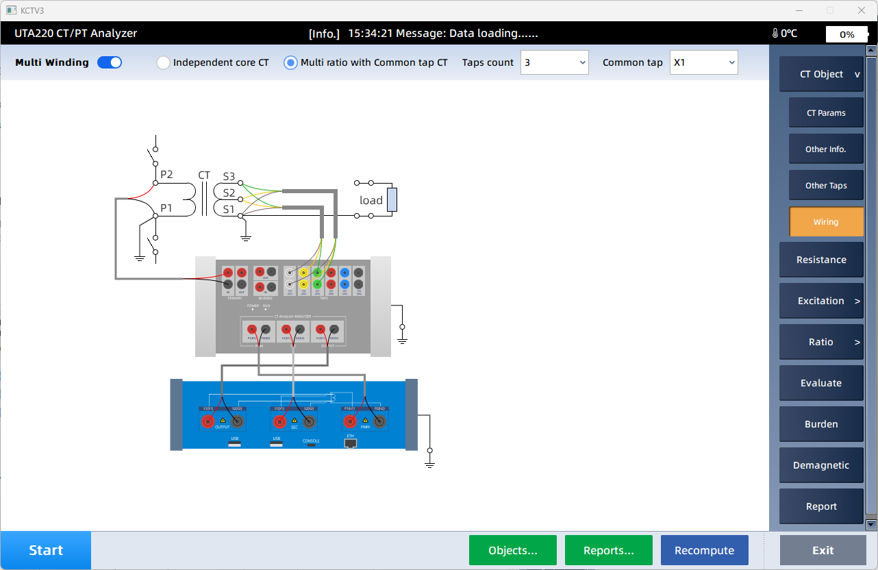 UTA Control Center — Ensaio em múltiplos enrolamentos